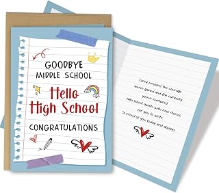 Middle school graduation card with an encouraging transition message
