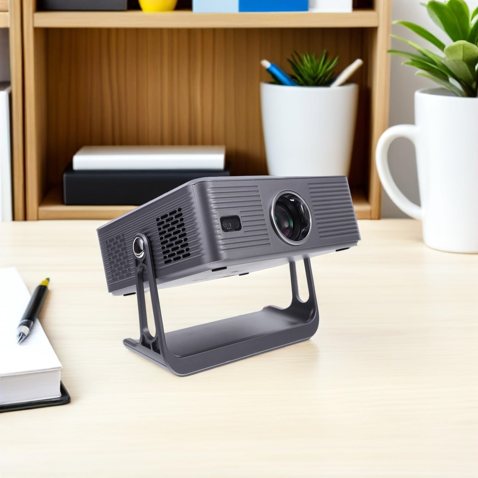 POPETPOP Mini Proiettore Portatile Full HD con Auto Focus e Stand Rotante Supporto Wifi Dual Compatibile USB Av Proiezione Interni Esterni e Soffitto