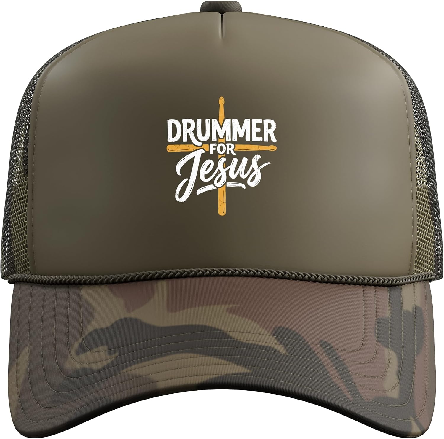 Drums Drumming Drummer for Jesus Christian Musician Music Trucker Hat with Adjustable Mesh Back image 2
