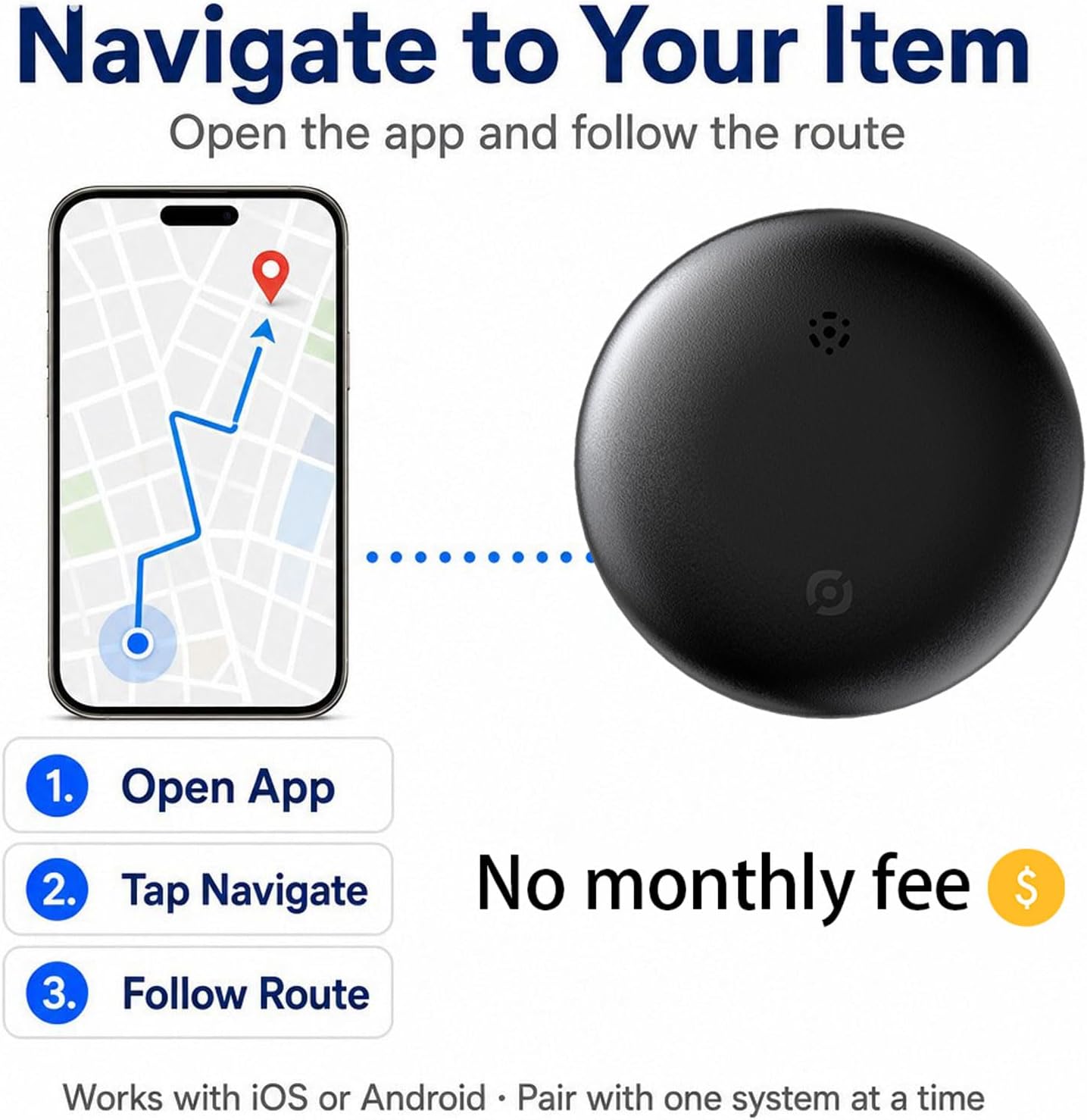 Dual System GPS Tracker for iOS and Android Bluetooth Tracker Smart Tags Compatible with Apple Find My (iOS) & Google's Find Hub (Android) for Keys, Vehicles, Car, Luggage, Wallet (4-Pack)