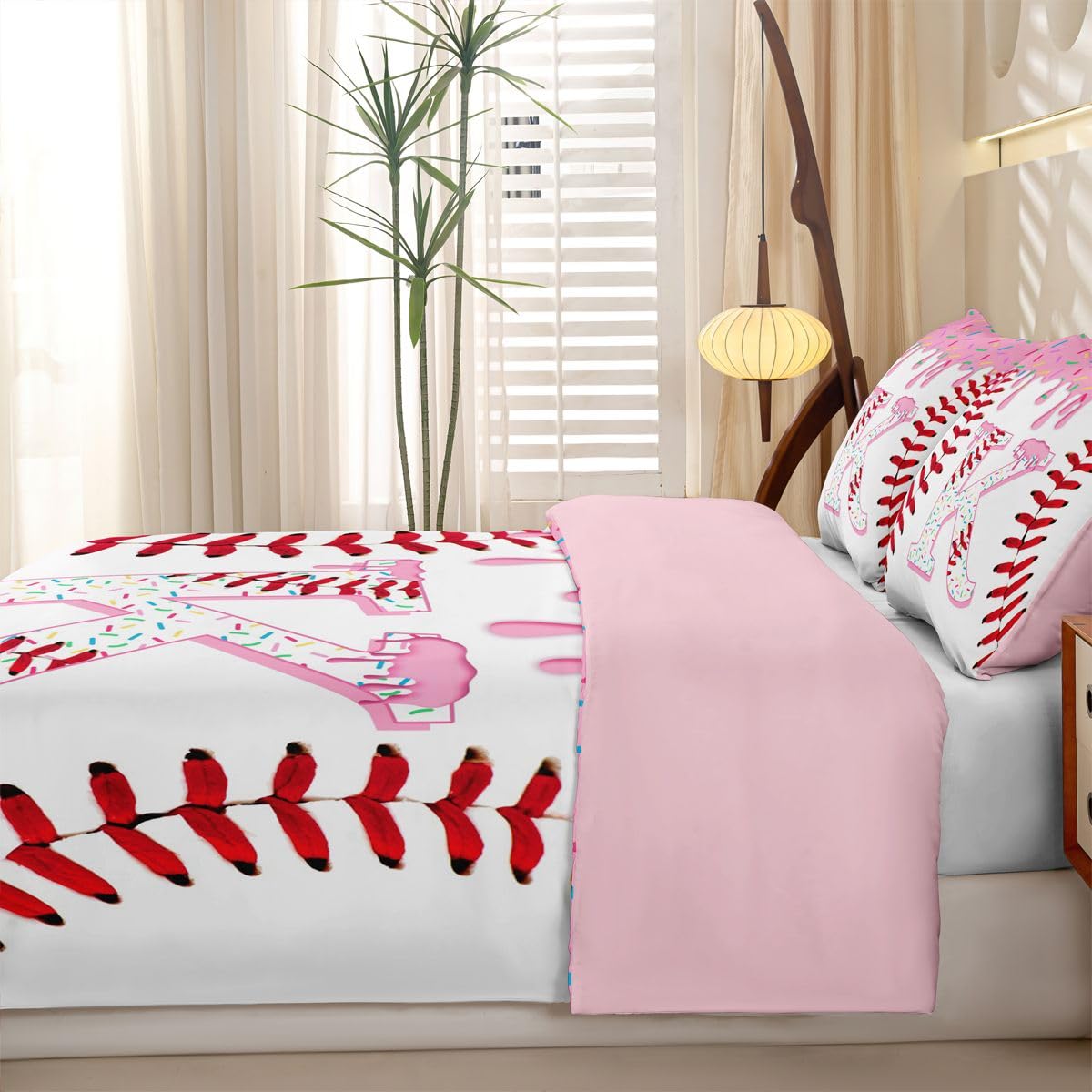 Homewish Rosa Eiscreme Tropf Bettwäsche Set 155x220 4teilig