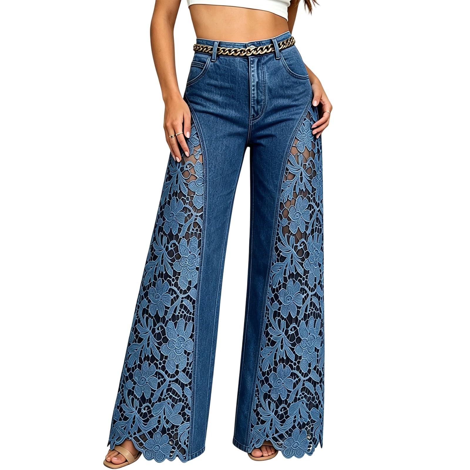 Jeans Larghi Donna Vita Alta Jeans Elasticizzati Curvy Gamba Larga Pantaloni Denim Vita Alta Casual Larghi Taglie Forti Pantaloni Baggy Leggeri Wide Leg Eleganti Streetwear con Tasche Moda Vintage