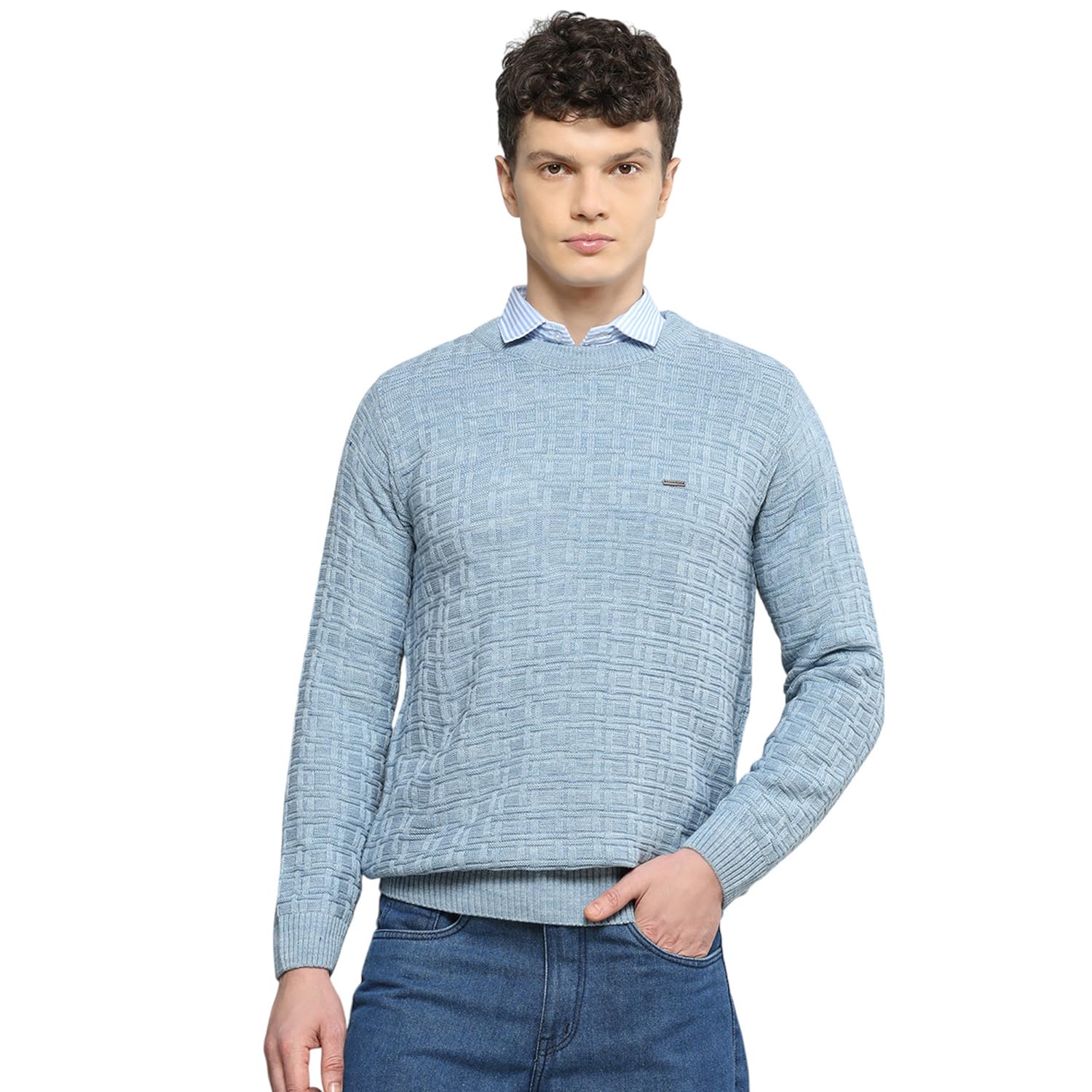 cloak & decker Men’s Regular Fit Self Design Round Neck Full Sleeve Winter Pullover | Elegant Pattern | Soft Warm Knit | Stylish Winter Sweater for Men (Pack of 1)-picture-38