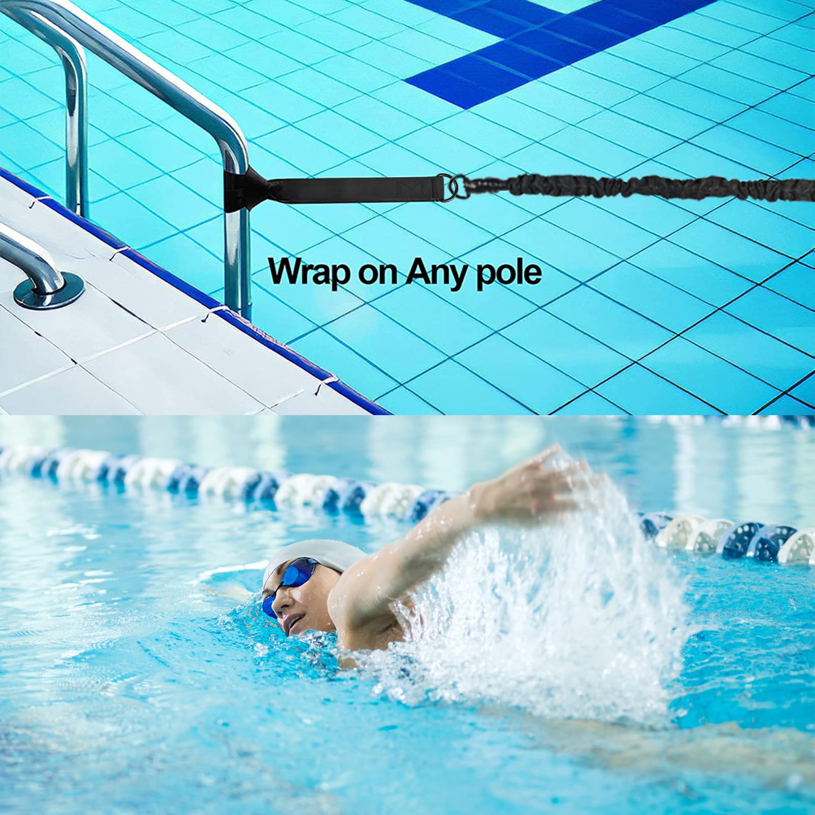 Schwimmgurt für Pool 2.5-7.5M Einstellbare Schwimmgürtel für Erwachsene Schwimmtrainer Jedes Schwimmbad Ohne Gegenstromanlage