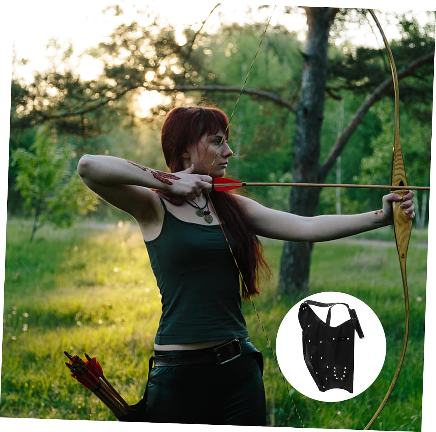 Toyvian Traditional Bow Bag Leather Pouch Practical Archery Holder for Outdoor Use Lightweight and Portable for Archers