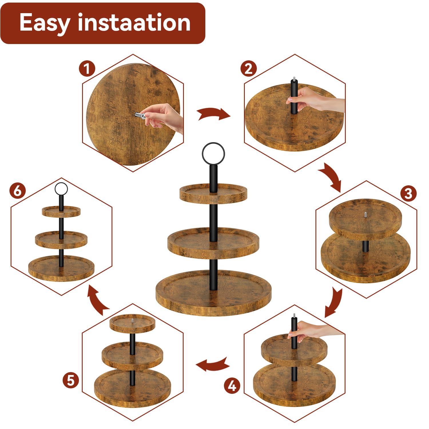 IBUYKE Présentoir Gâteaux Rond,Ensemble de 2,Plateau de Service,TLJ029H-2