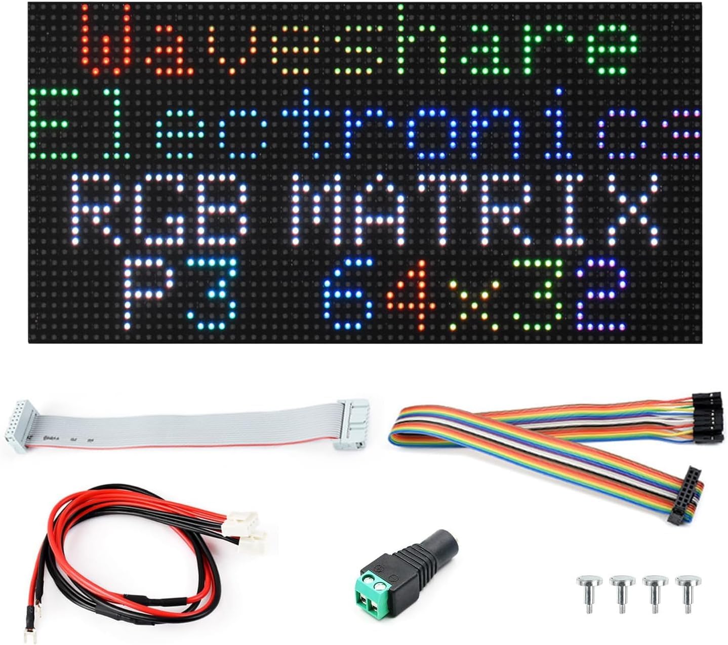 RGB Full-Color LED Matrix Panel, 3mm Pitch, 64 × 32 Pixels, Adjustable Brightness, GOB Version @XYGStudy (RGB-Matrix-P3-64x32-B)