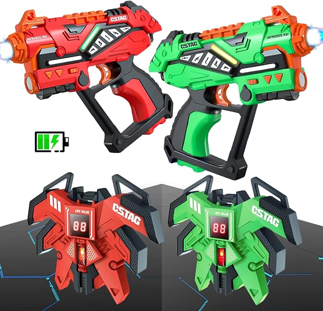 OKKIDY Rechargeable Lasertag Toy Gun, Infrared CS Tag Guns with Vest Battery Toys Lasertag Gun Game for Boys Girls Birthday XMAS for Teenager Kids Family Ages 6 7 8 9 10 11 12 Indoor Outdoor Activity