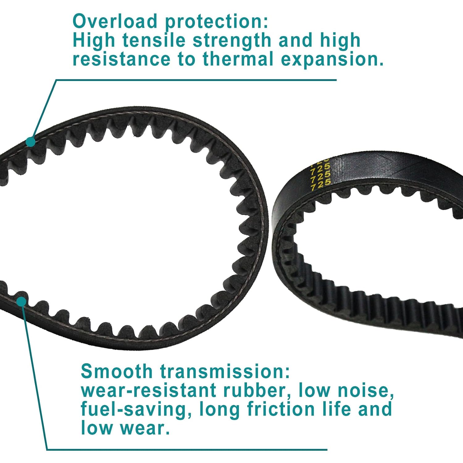 QYMOTO 725 Go Kart Drive Belt for Hammerhead 80T, Mudhead 208r,Trailmaster MB200,Comet 14704,30 Series Torque Converter 725 CVT Belt(3 Pack)