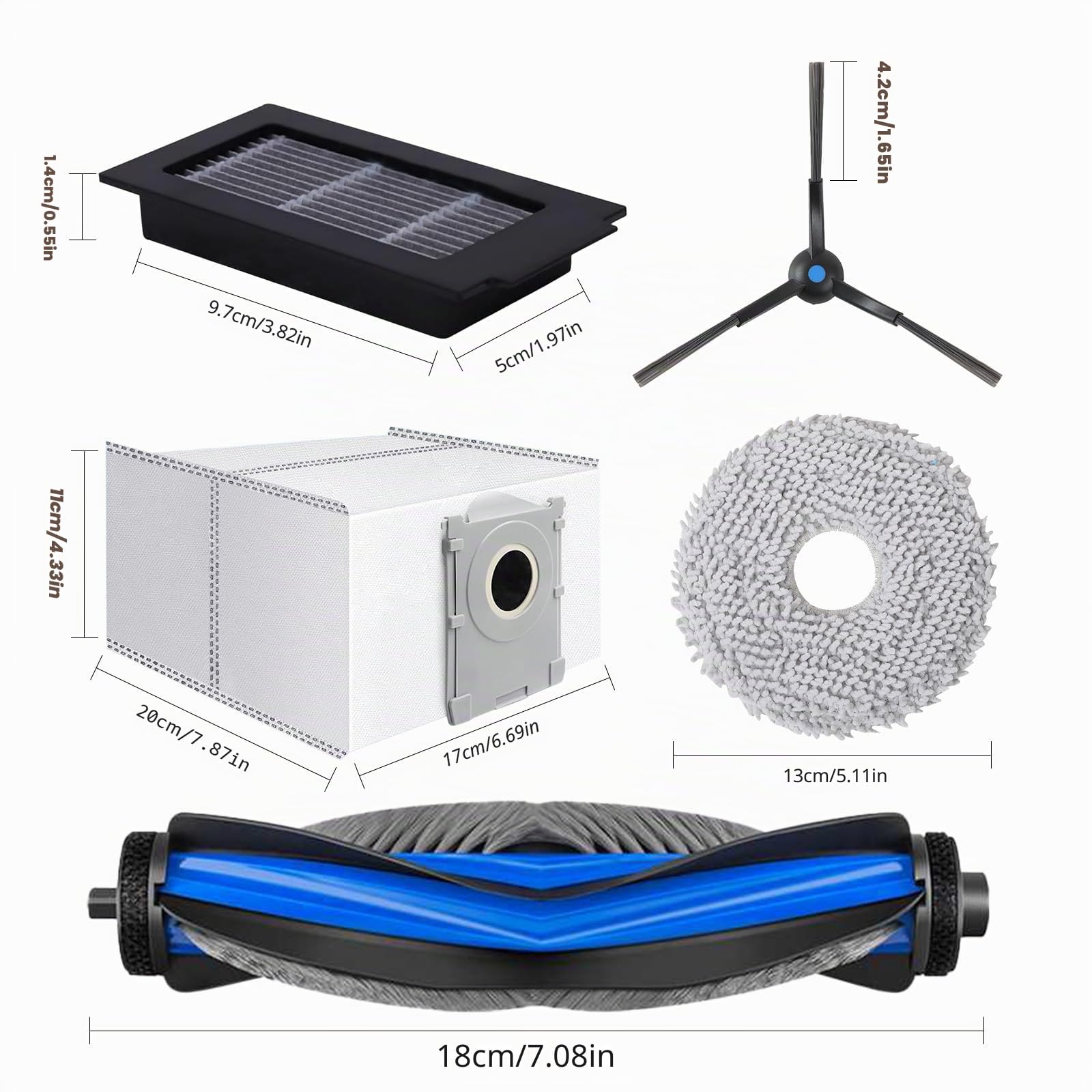 26 Pezzi T50 Kit Accessori Ricambi per ECOVACS DEEBOT T50 Omni/ T50 Omni Gen2/ T50 PRO OMNI/ T50 PRO OMNI Gen2 Robot Aspirapolvere, 1 Spazzola Principale, 6 Filtri, 6 Panni Mop, 6 Sacchetti