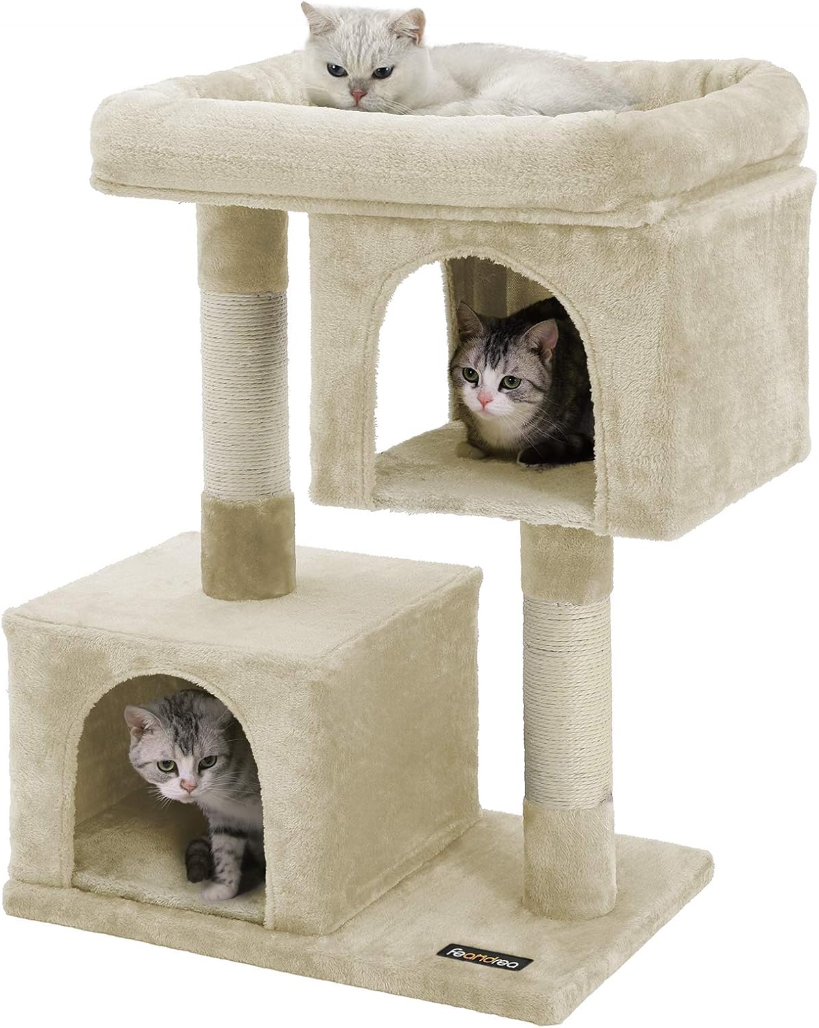 FEANDREA Cat Tree for Large Cats, Cat Tower 2 Cozy Plush Condos and Sisal Posts UPCT61M : Pet Supplies