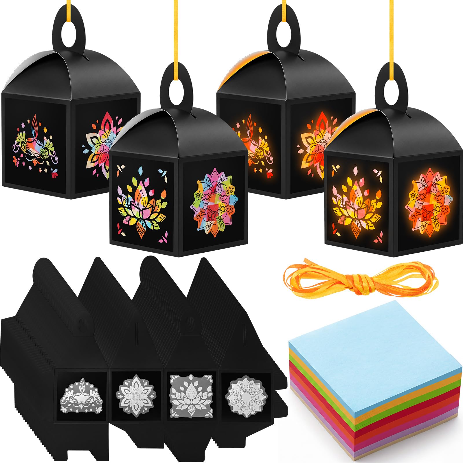Chivertion Set di 24 lanterne di carta Diwali Lotus