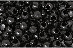 160PC Premium Black Pony Beads for Hair, Bracelets, and Craft Activities
