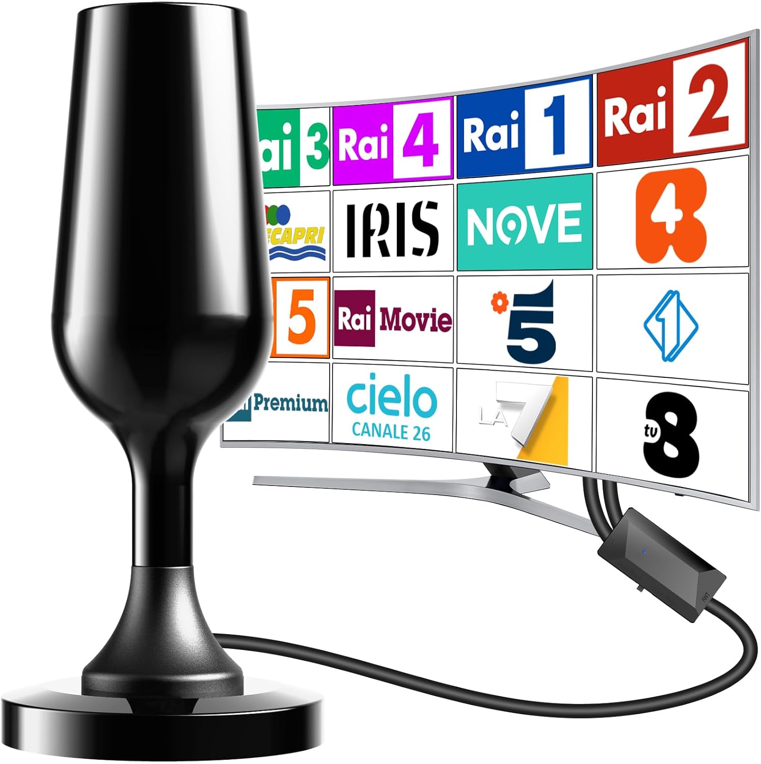 36DBI Antenna TV Interna, 200 Km Digitale Antenna DVB-T DVB-T2 Con Amplificatore