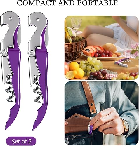 Miniatura 7 de HYZ Paquete de 2 Abrebotellas de Vino Sacacorchos de Camarero, Llave de Vino Profesional para Servidores, Bartender con Cortador de Papel de