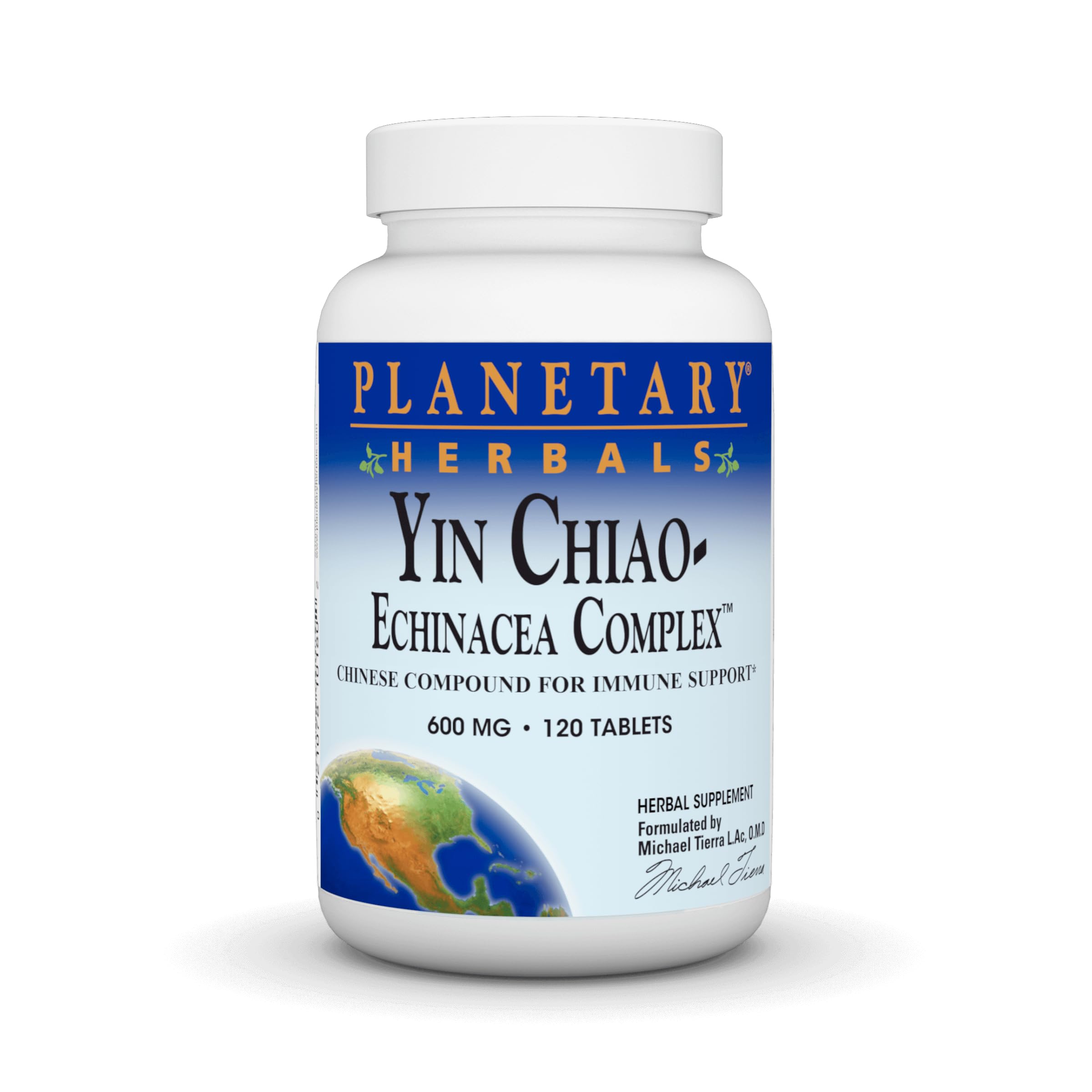 Planetary Herbals Yin Chiao-Echinacea Complex 600mg, Chinese Compound for Immune Support, 120 Tablets (Pack of 2)