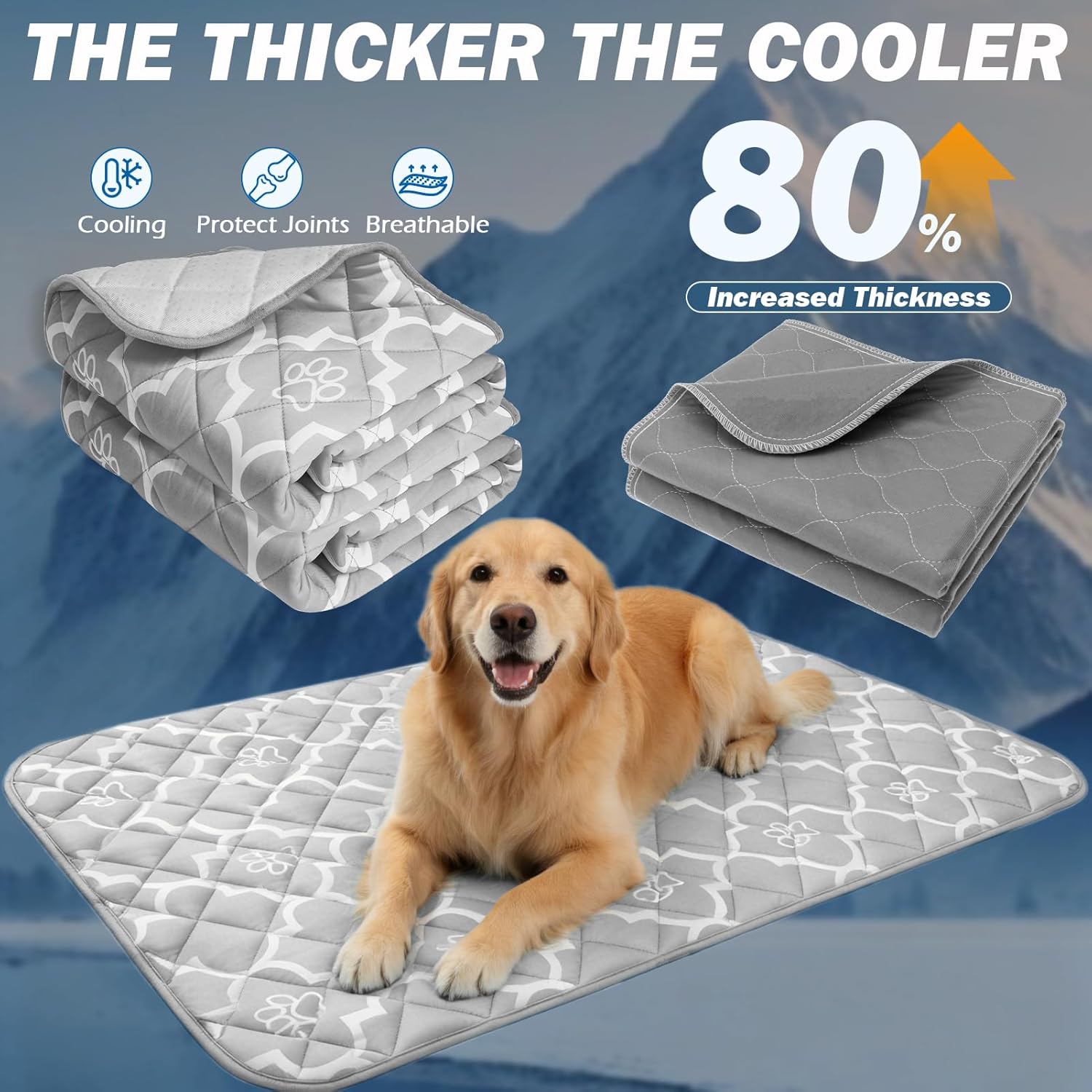 EXPAWLORER Dog Cooling Mat-28.3''*47.2'' Upgraded Extra Large Cooling Pad for Dog Dogs Cats Pets in Summer Keep Cool,Washable,Non-Slip Blanket for Grate Sofa Bed Outdoor(Gray)