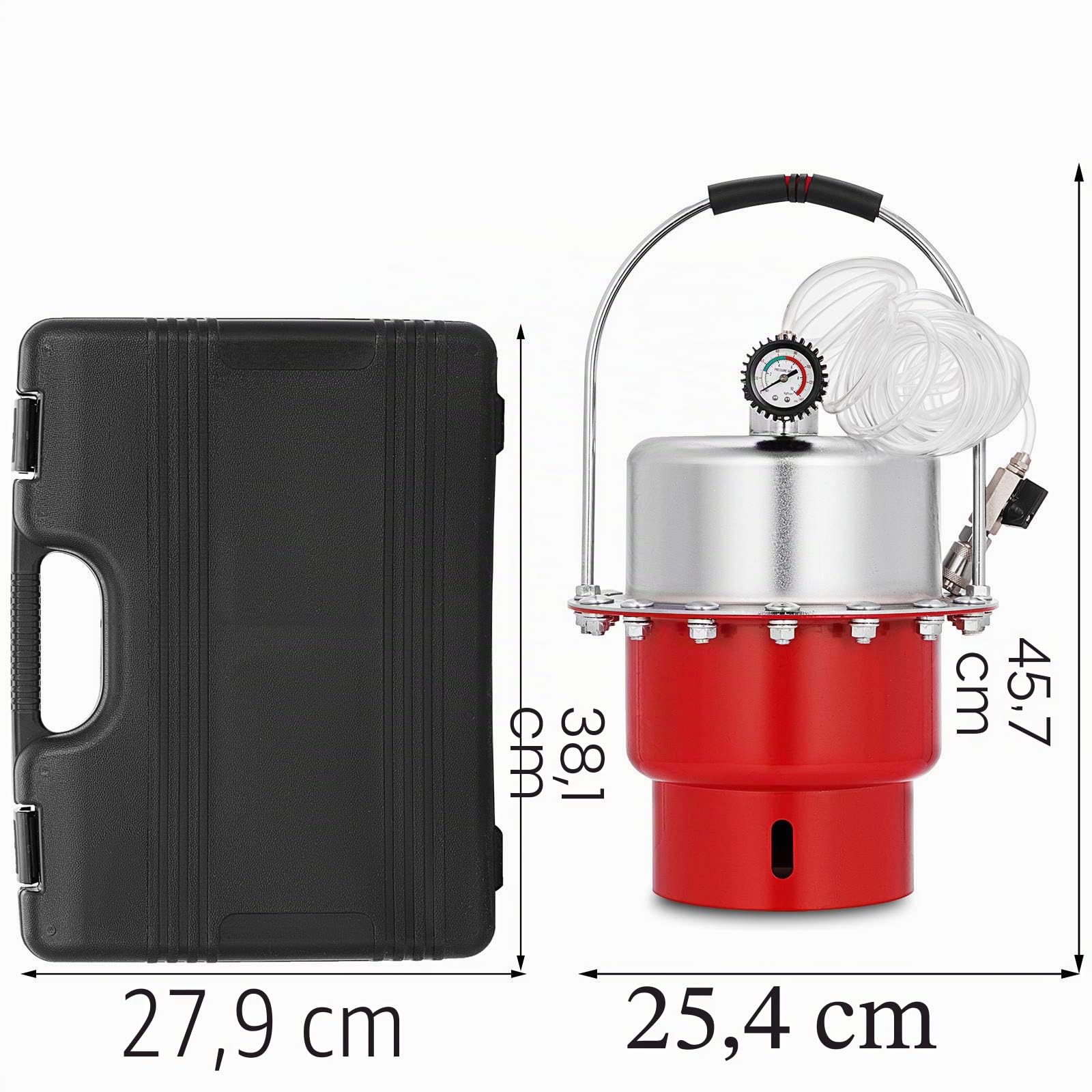 VEVOR Purgeur de Frein 5 l, purgeur de Frein pneumatique à air comprimé 0-10 Bar, purgeur de Freins, purgeur de Frein (Rouge)
