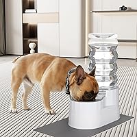 Vista 6 de RIZZARI Dispensador de agua grande para perros: bebedero automático de acero inoxidable blanco de gravedad de 8L - 100% libre de BPA - Alimentador
