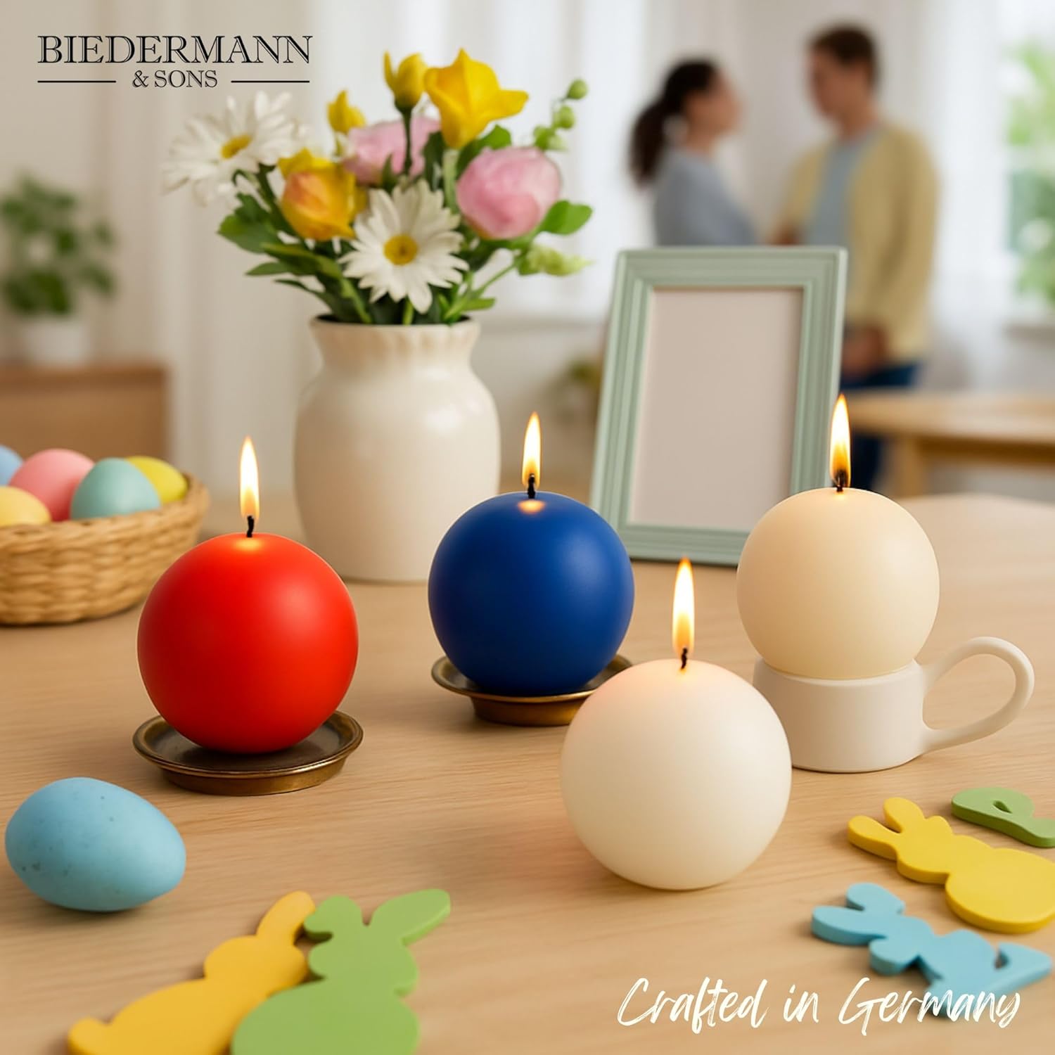 Biedermann & Sons 8-Hour Long Burning Unscented Round Ball Candles, Royal Blue, 2.5 Inch - Set of 4 - Image 4