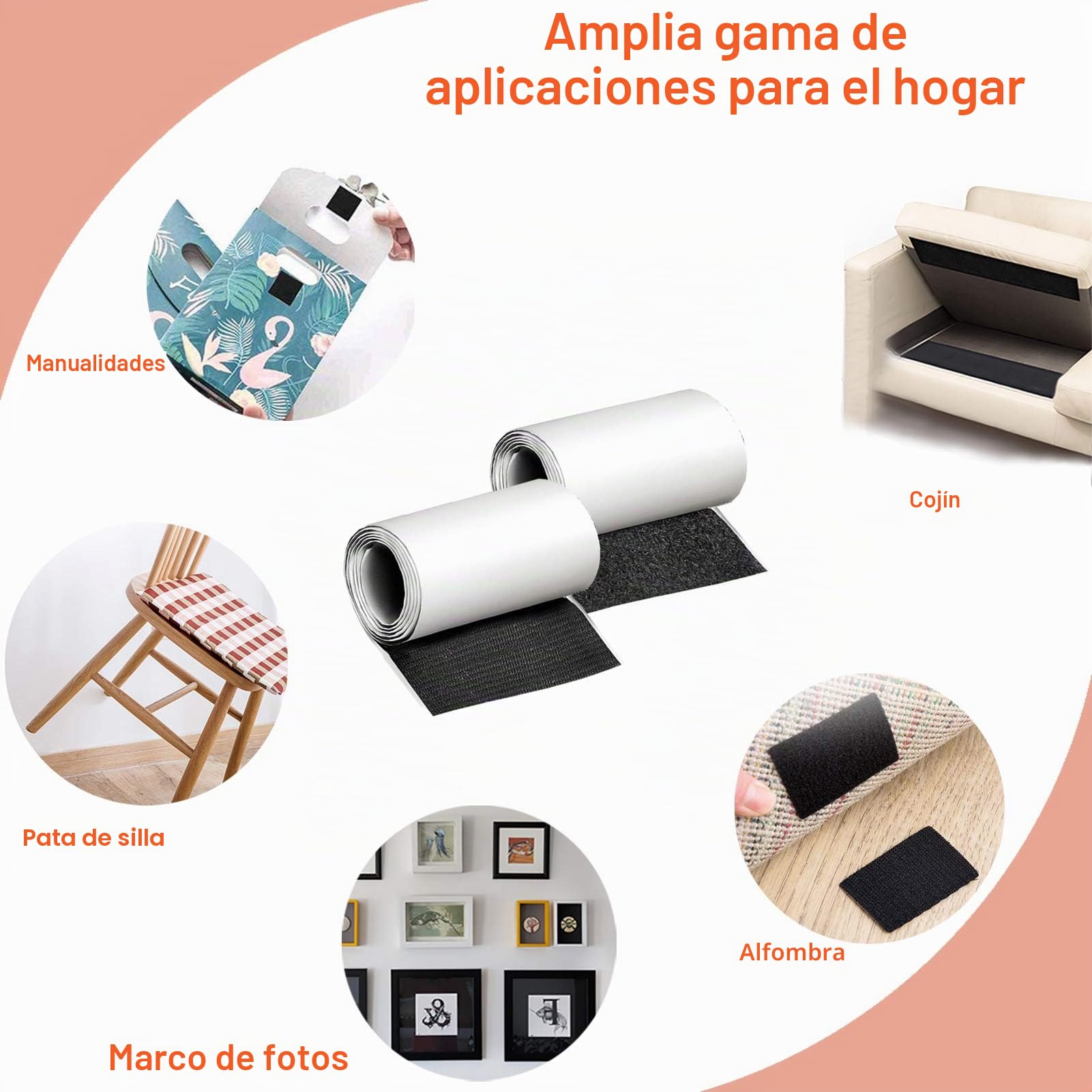 TEUVO Belcro Adhesivo de 11 CM de Ancho y 2M de Largo, Resistente a Altas Temperaturas Belcro Adhesivo Doble Cara para el Hogar, el Lugar de Trabajo, los Coches, las Artesanías