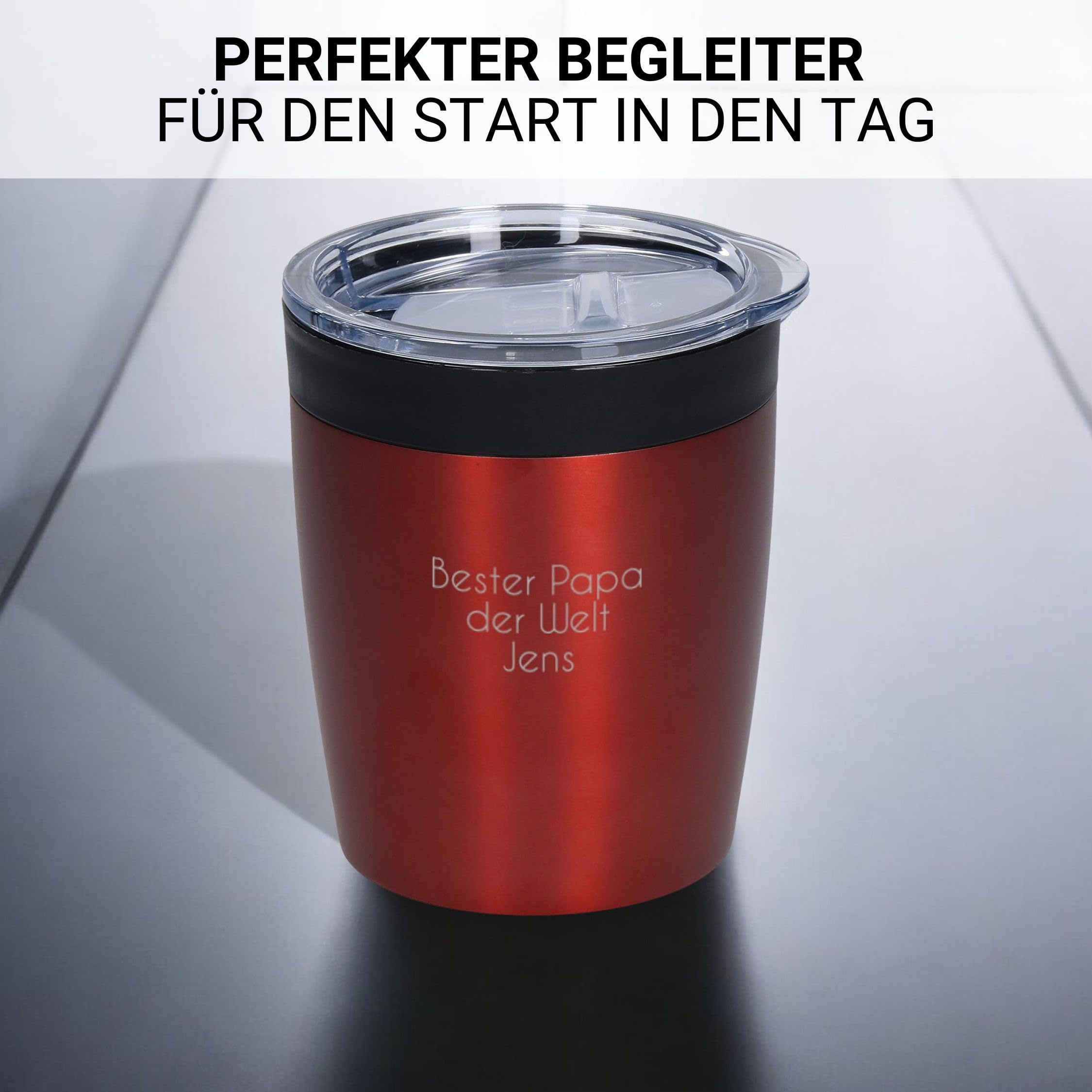 Tasse Isotherme Personnalisable En Acier Inox 304 - Gobelet Voyage Avec Poignée Coulissante - Cadeau Noël, Anniversaire, Entreprise - 340 Ml Ou 414 Ml