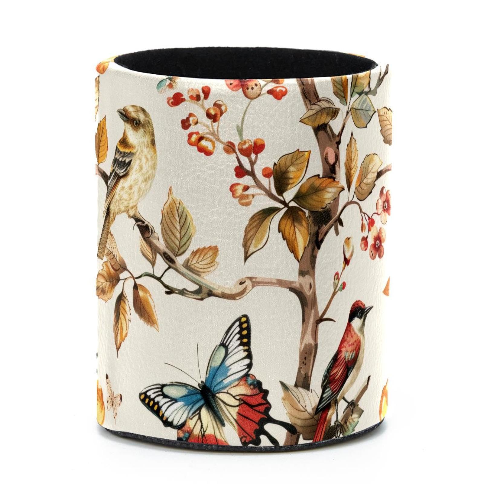 VAPOKF Round Pencil Holders for Desk, Artistic Leaves Pen Holders Pen Pot Makeup Brushes Storage Desktop Stationery Supplies Organiser for Home Office
