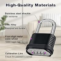 Vista 3 de Candado con combinación Candado de combinación de 4 dígitos resistente - Candado de combinación al aire libre impermeable de 26.5mm para valla al