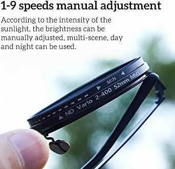 Adjustable Tint Polarized Round Sunglasses for Men, 1-9 Gear Manual Tint Control with ND Filter Beach Eyewear, Black