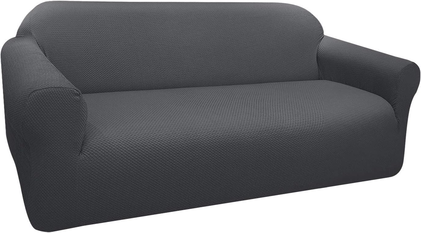 FAHUA Thick Couch Covers for Oversized Couch 1-Piece Stretch Sofa Cover Jacquard Non-Slip Furniture Protector Couch Slipcover for Dogs Pets Kids (X-Large, Gray)