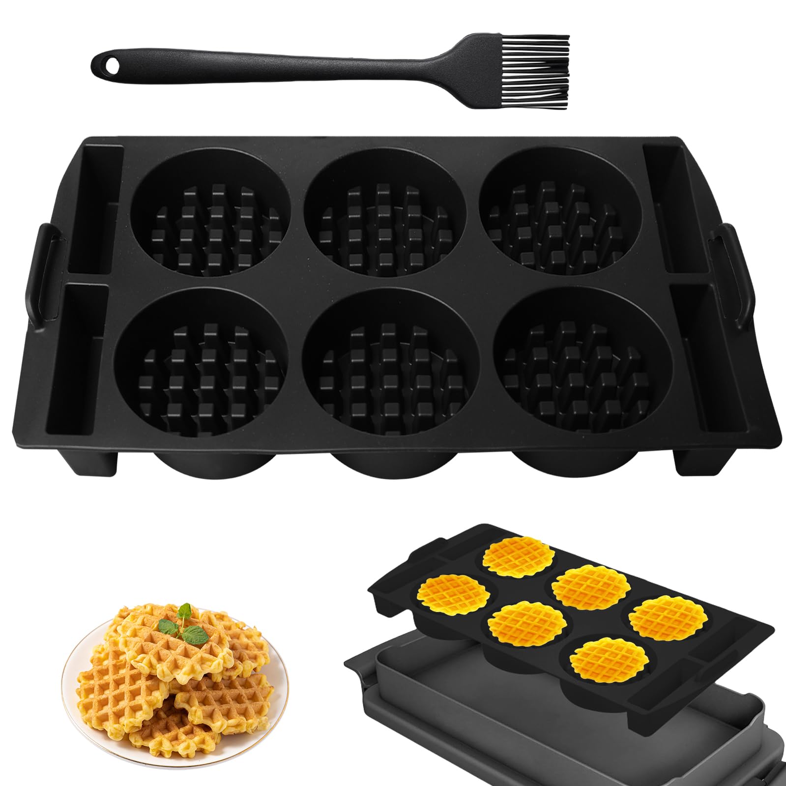 Silikon-Waffeleinsatz: Kompatibel Mit Tefal OptiGrill XL, Elite XL, Für Vielseitigen Genuss, Köstlich Gleichmäßig Gebackene Waffeln (Schwarz)