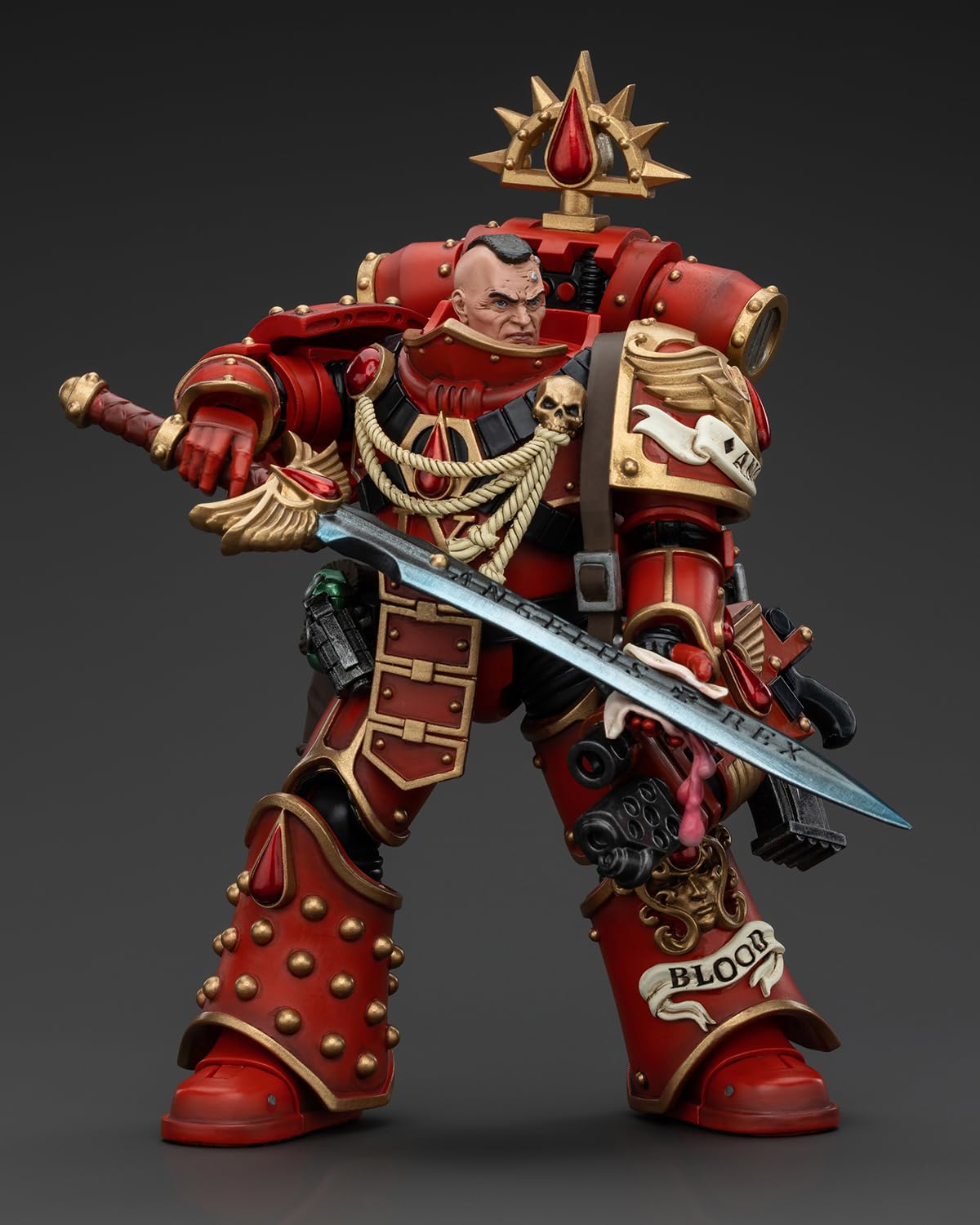 GWTCTOY JoyToy Warhammer 40K oryginalna figurka akcji 1:18, Blood Angels Raldoron, pierwszy kapitan krwawych aniołów, 12 cm, zestawy kolekcjonerskich figurek akcji