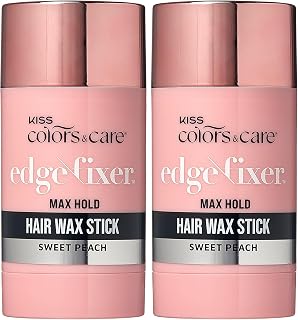 KISS COLORS & CARE Hair Wax Stick, 2.7 OZ (Sweet Peach) - Effortless Edge Styling, 24 Hour Hold, Non-Oily, Flake-Free, Biotin B7 & Shea Butter, Sleek Results, Tames Flyaways, Promotes Hair Growth