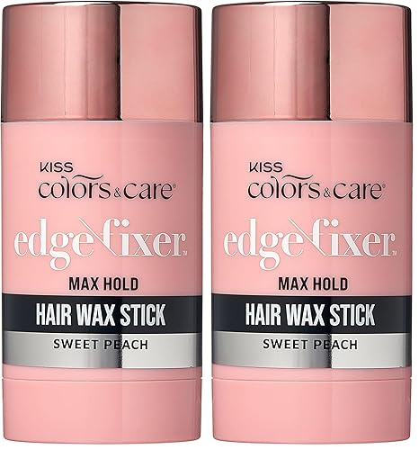 KISS COLORS & CARE Barra de cera para el cabello, 2.7 onzas (durazno dulce) Estilo de borde sin esfuerzo, 24 horas de duración, no graso, sin