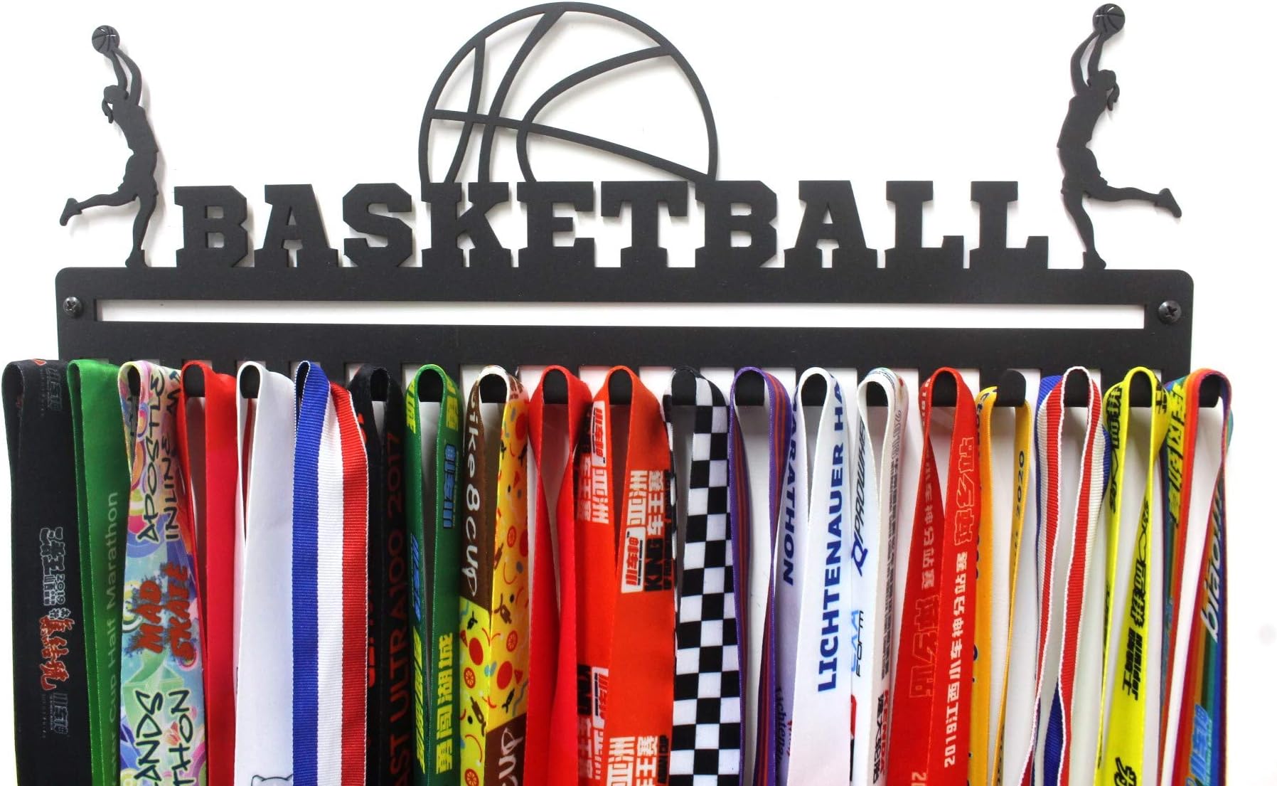 Sports Medal Hanger Display, Medal Holder Ribbon Display with Hooks, Key Holder & Award Rack for Wall, Great Gift for Kids and Adults