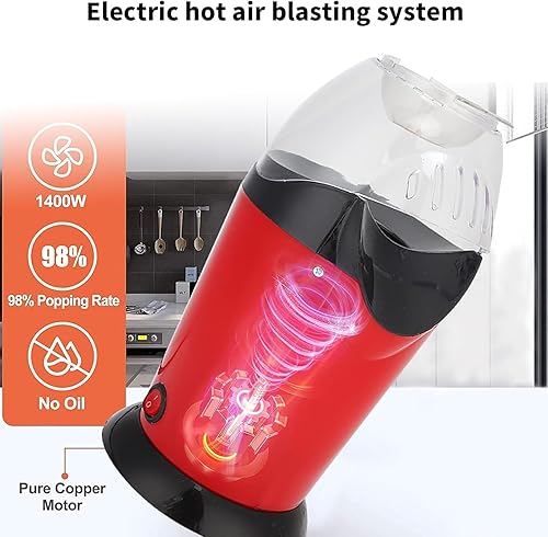 Miniatura 2 de Máquina eléctrica de palomitas de maíz, máquina de palomitas de maíz de aceite de aire caliente, portátil para el hogar, máquina de palomitas de