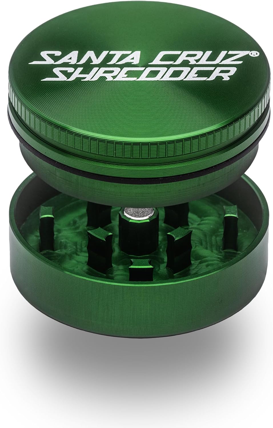 Santa Cruz Shredder Metal Herb Grinder Knurled Top for Stronger Grip 2-Piece Small (Mini) 1.7" (Green)