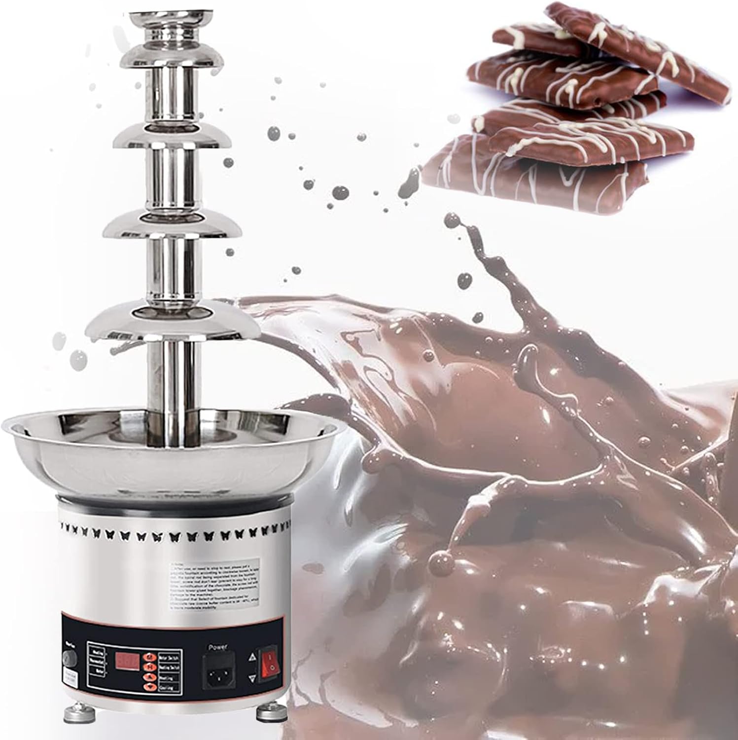 Chocolate Fountain Commercial Chocolate Fountain Chocolate Fountain Machine Stainless Steel Chocolate Fountain Fondue for Cake Shop,Hotel,House,Restaurant,Banquet,4Tier