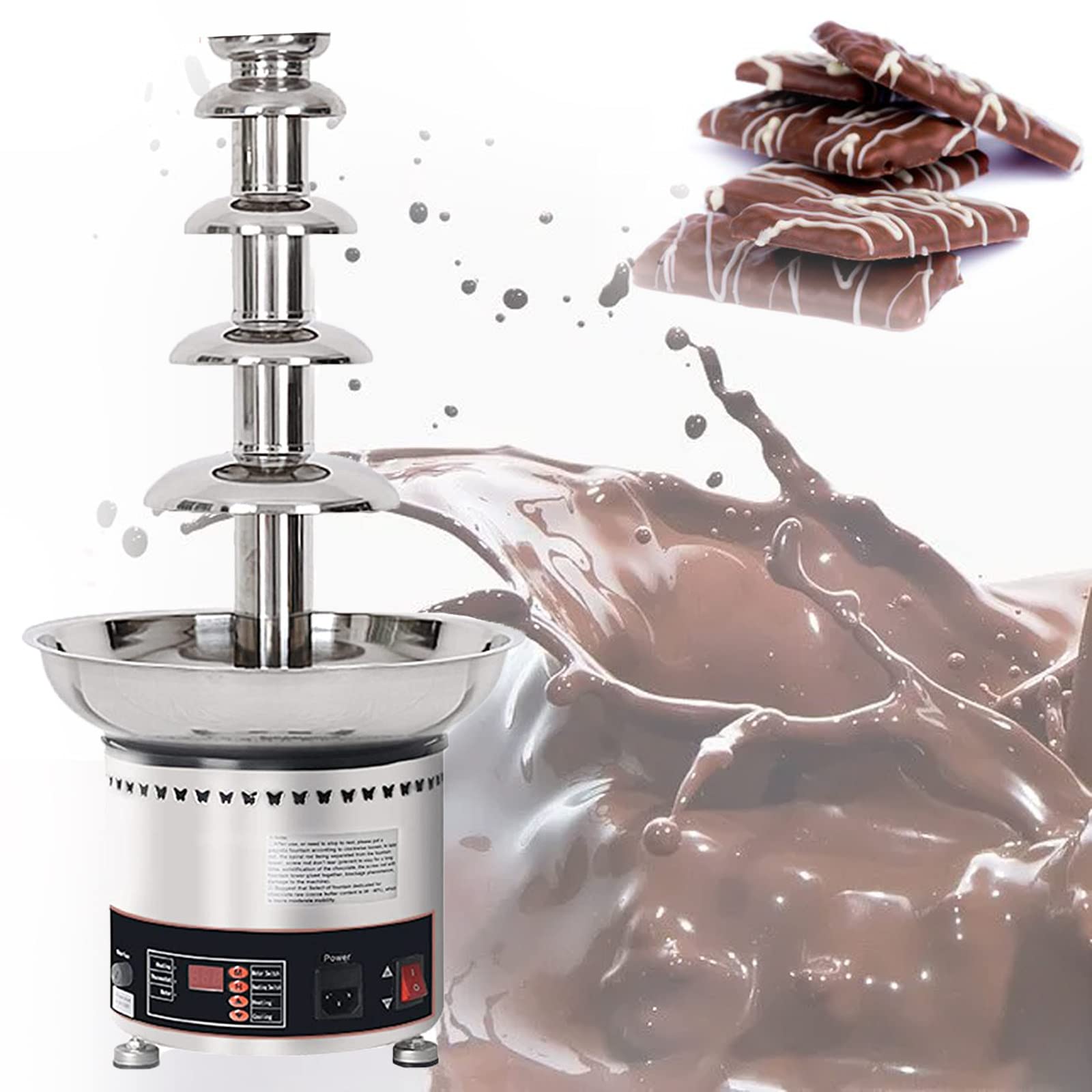 ASerZenith Chocolate Fountain, Commercial Chocolate Hot Pot Waterfall, Suitable For Restaurants, Banquets,5Tier