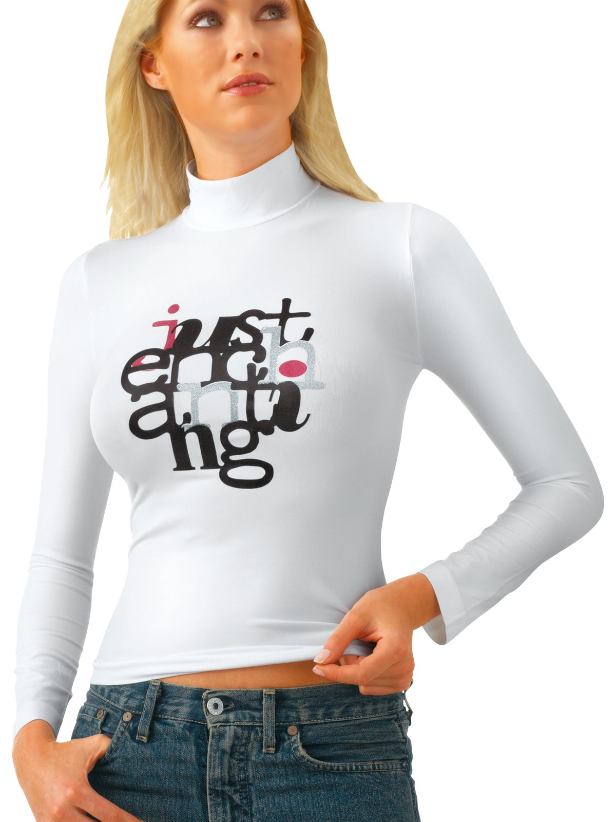SENSI' Maglia Dolcevita Donna Manica Lunga con Stampa