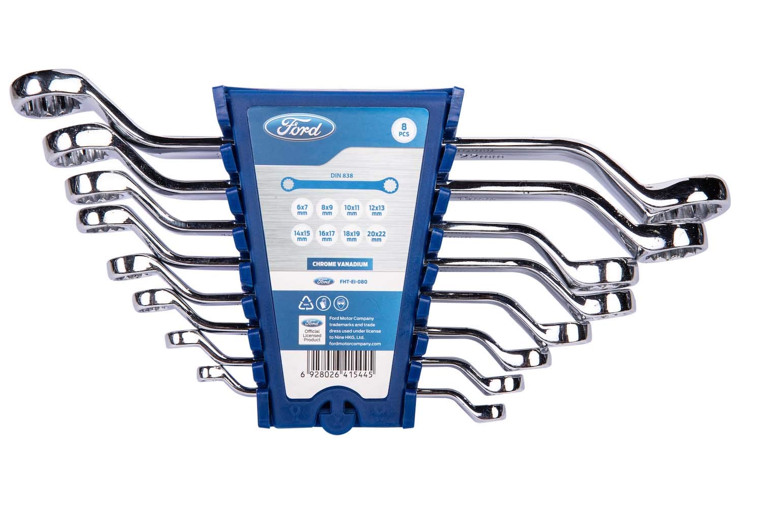 Ford Tools 8 Piece Ring Spanner Set, FHT-EI-080