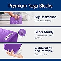 Vista 3 de Tumaz Non-Slip Yoga Blocks 2-Pack - High Density/Lightweight EVA Foam & Natural Cork for Stability, Premium Set with E-Book Included