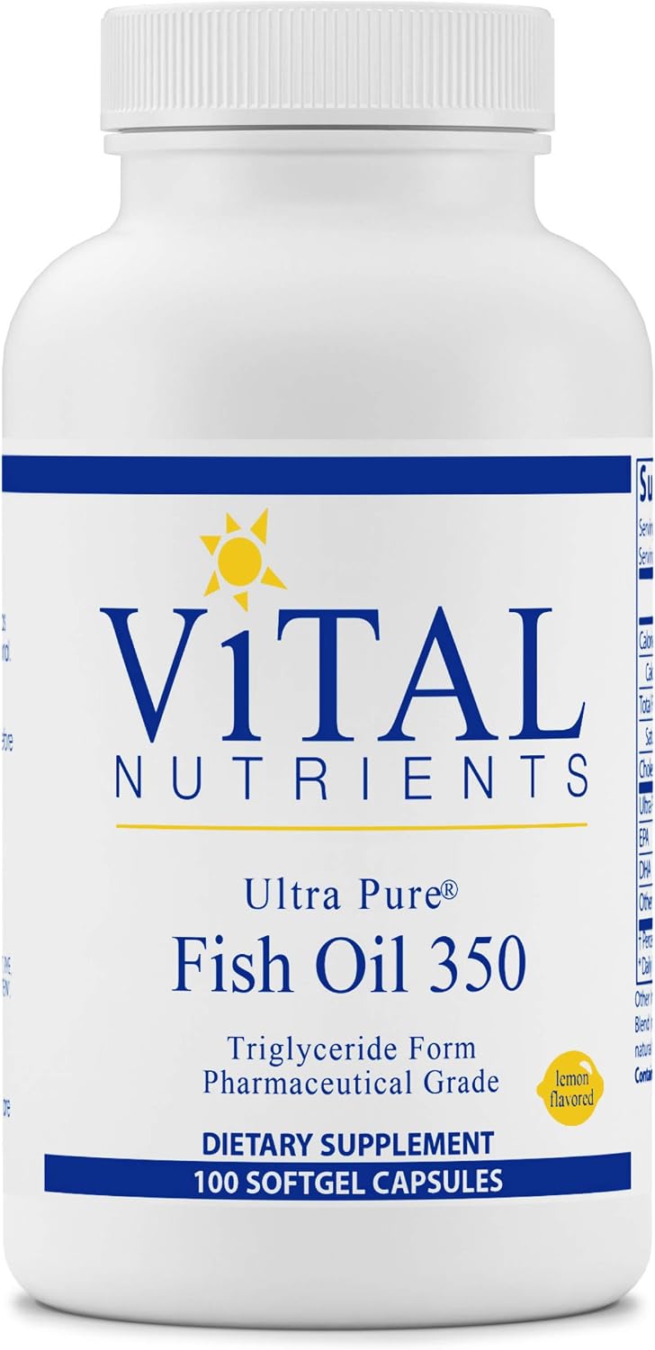 Vital Nutrients - Ultra Pure Fish Oil 350 (Pharmaceutical Grade) - Wild Caught Deep Sea Fish Oil, Cardiovascular Support, Natural Lemon Flavor - 100 Softgels