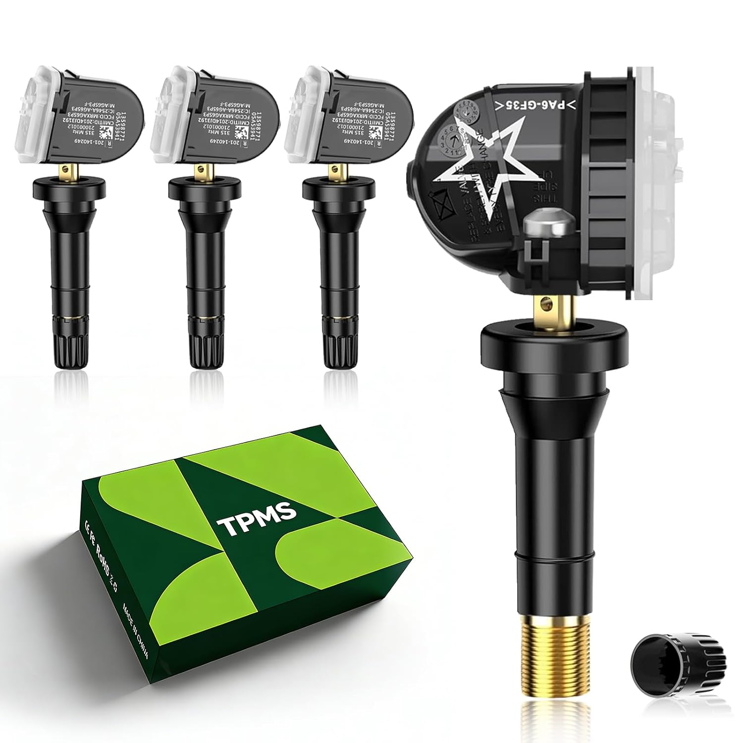 315MHz Pre-Programmed TPMS for GMC- Sierra1500/2500/3500 (2007-2019); Canyon(2014-2022); Acadia(2007-2017); Yukon(2007-2020); Terrain(2010-2020); Savana(2008-2022); Tire Pressure Sensor (4PCS)