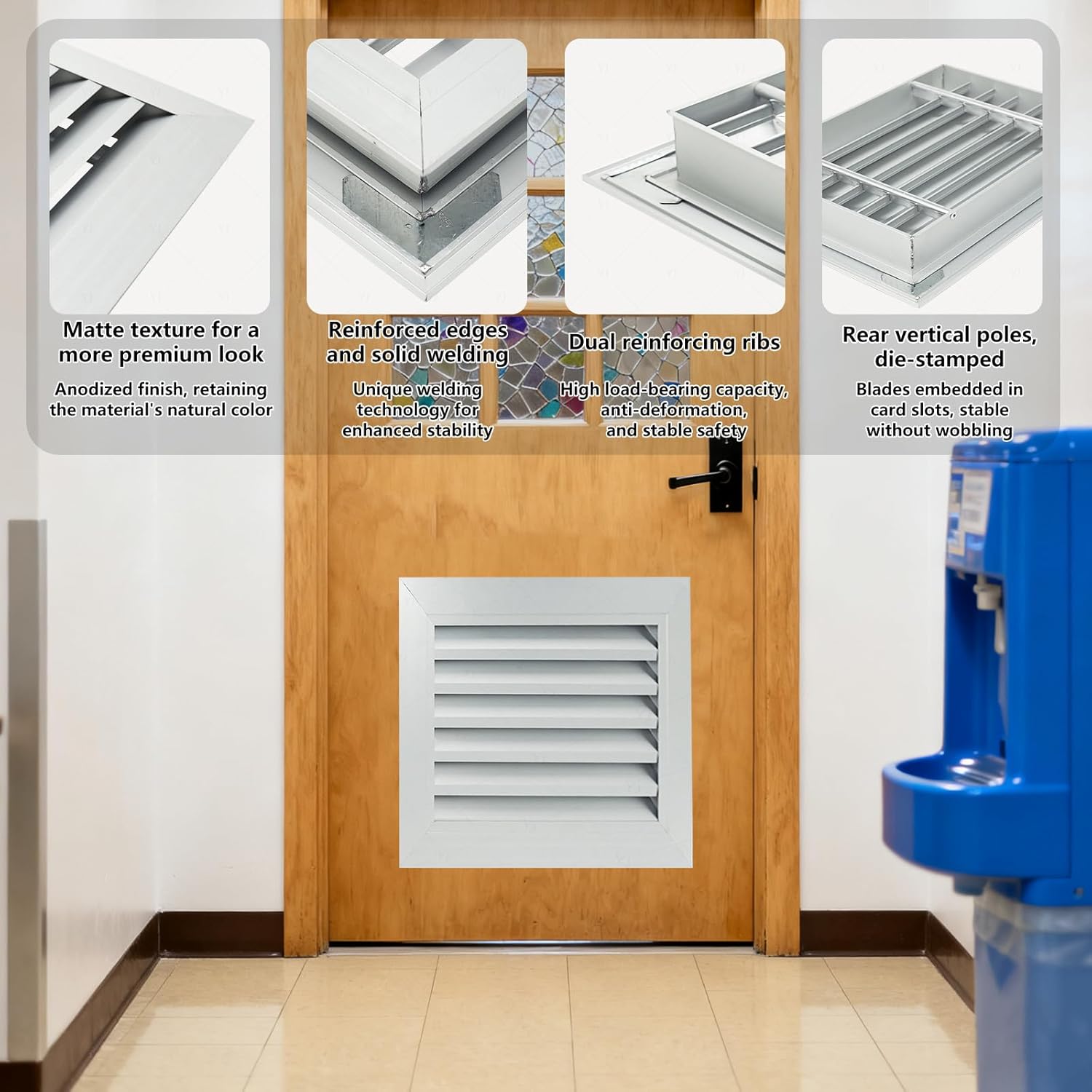 20x12 Inch Door Vents for Interior Doors Two Sided, Metal Louvered Door Vent Cover Aluminum Door Air Vent Grille Louvered Doors Vents for Bathroom Garage Cabinet Cabinet Wardrobe Door, Silver