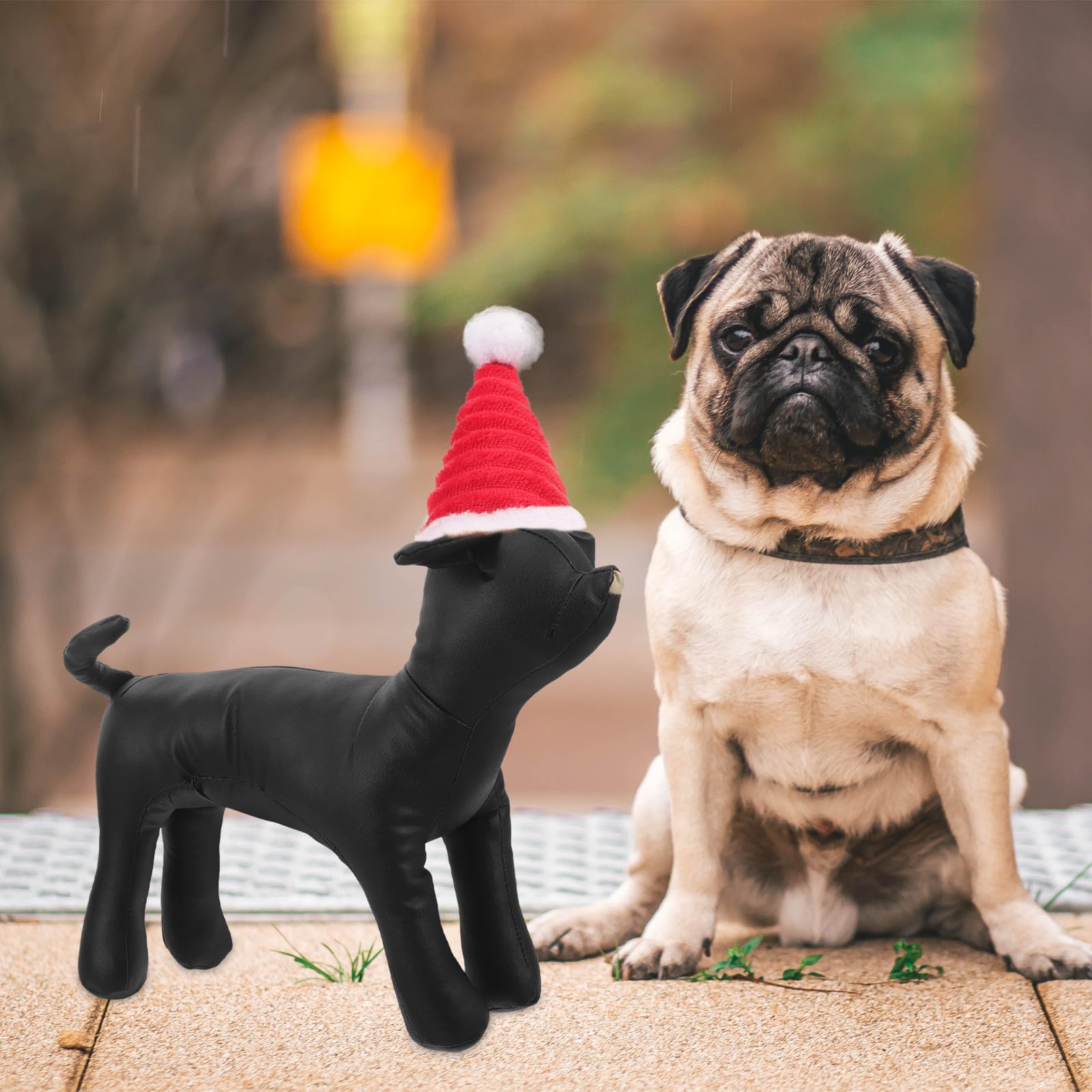 Levemolo Maniquí para Exhibición de Ropa para Mascotas de Perro de Cuero PU Figura Clásica Negra , Fácil de Limpiar Adecuada para Tiendas de Mascotas