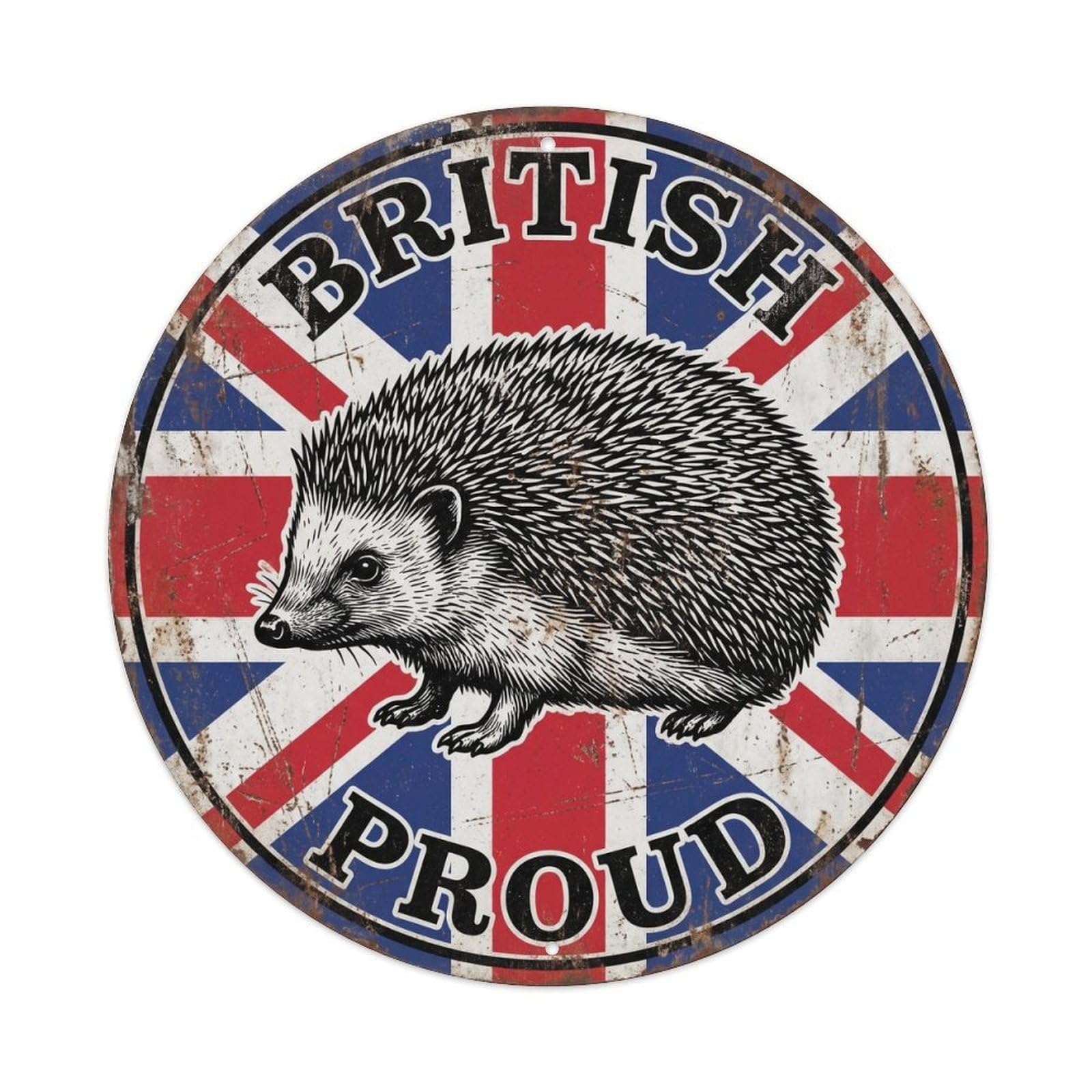 British Proud Hedgehog Wildlife Heritage Emblem Metal Tin Sign
