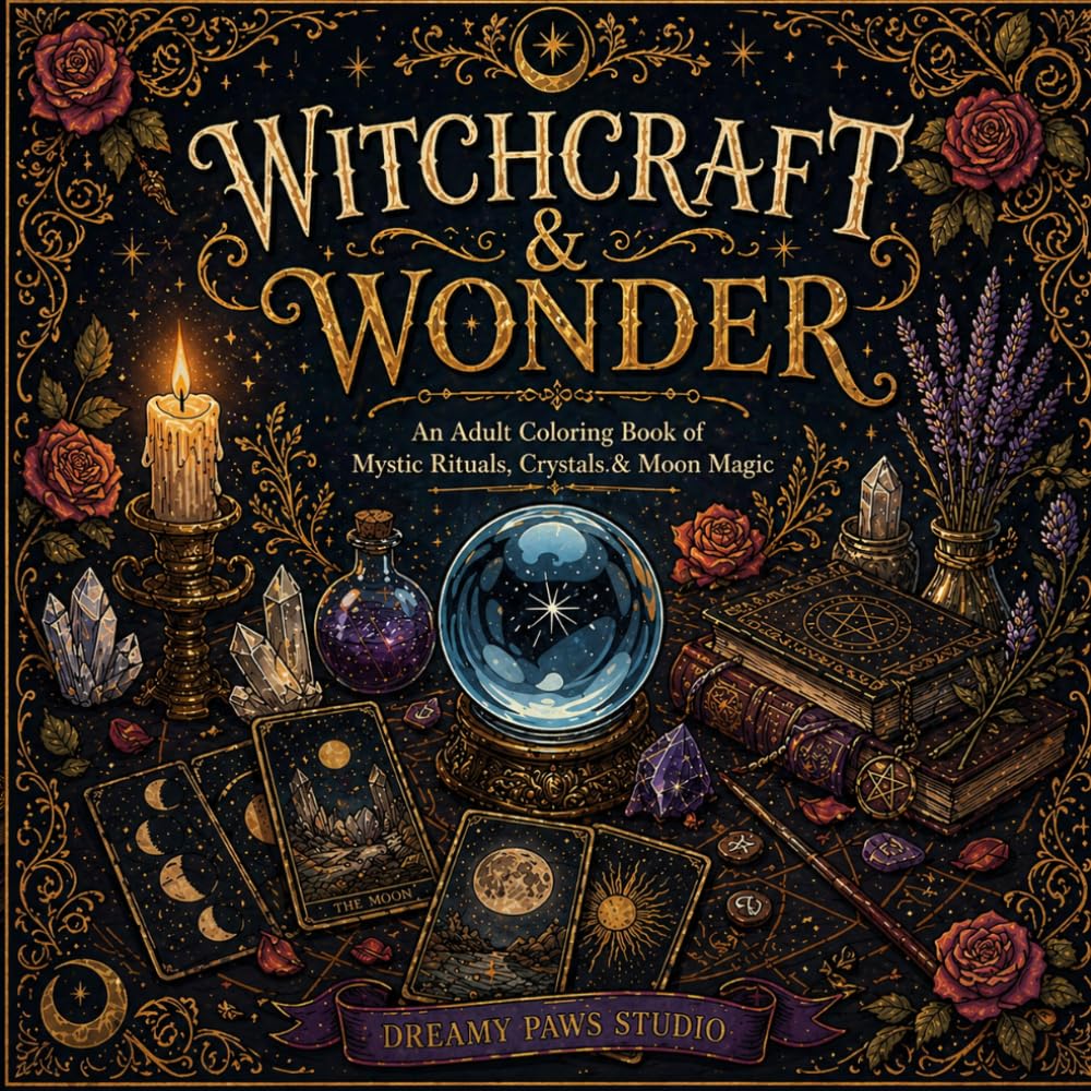 Witchcraft & Wonder: Adult Coloring Book: Mystic Rituals, Crystals, Moon Magic & Witchy Designs for Relaxation & Stress Relief