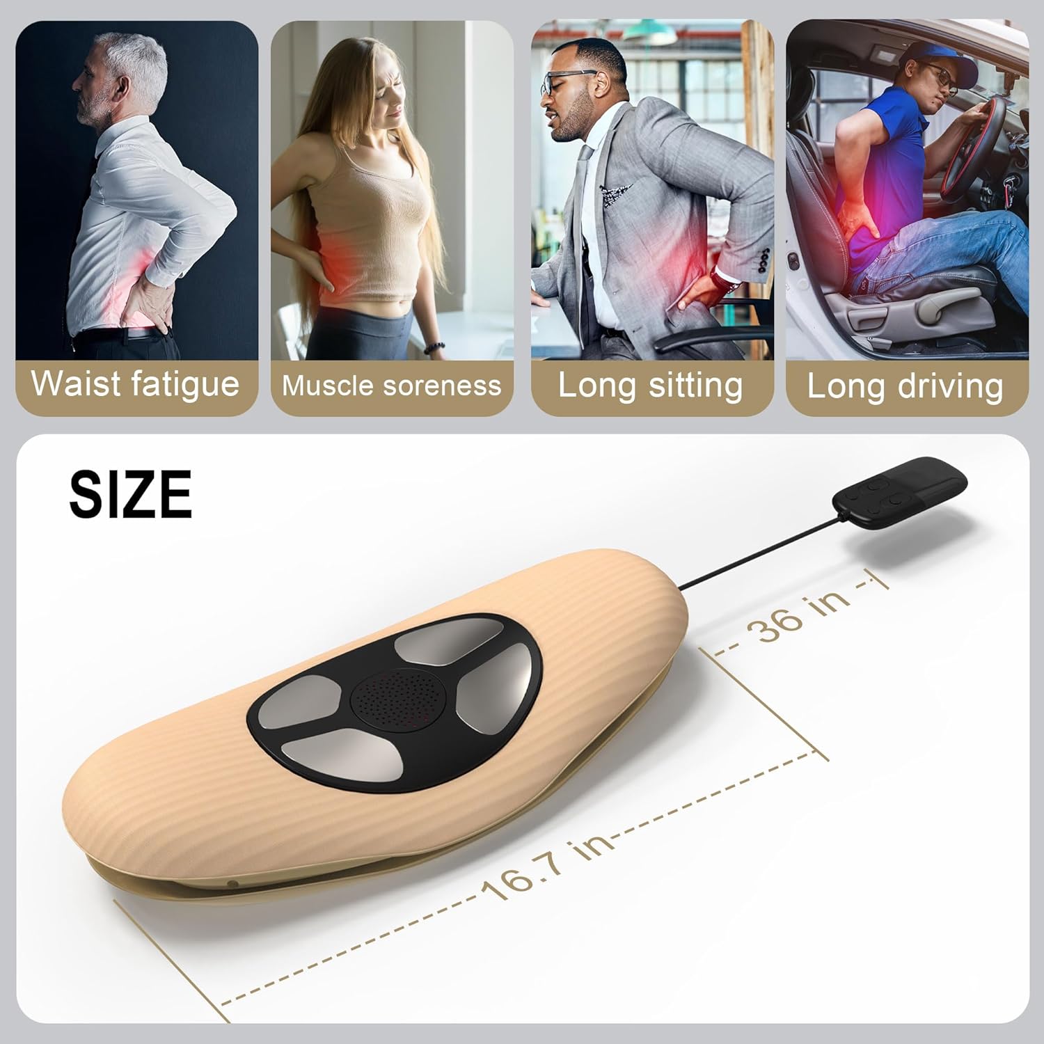 Electric Back Stretcher for Lower Back Pain Relief, Lumbar Traction Device with Dynamic Airbag Traction, 3 Level Hot Compress, Vibration, and 20 Levels of Electrotherapy, Back Massager - Image 6