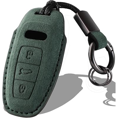 for Audi Key Fob Cover with Keychain Fit for Audi A3 A6 A7 A8 Q7 Q8 S3 S6 RS6 RS7 Smart Keys Case Protector suede (Green, Style B)